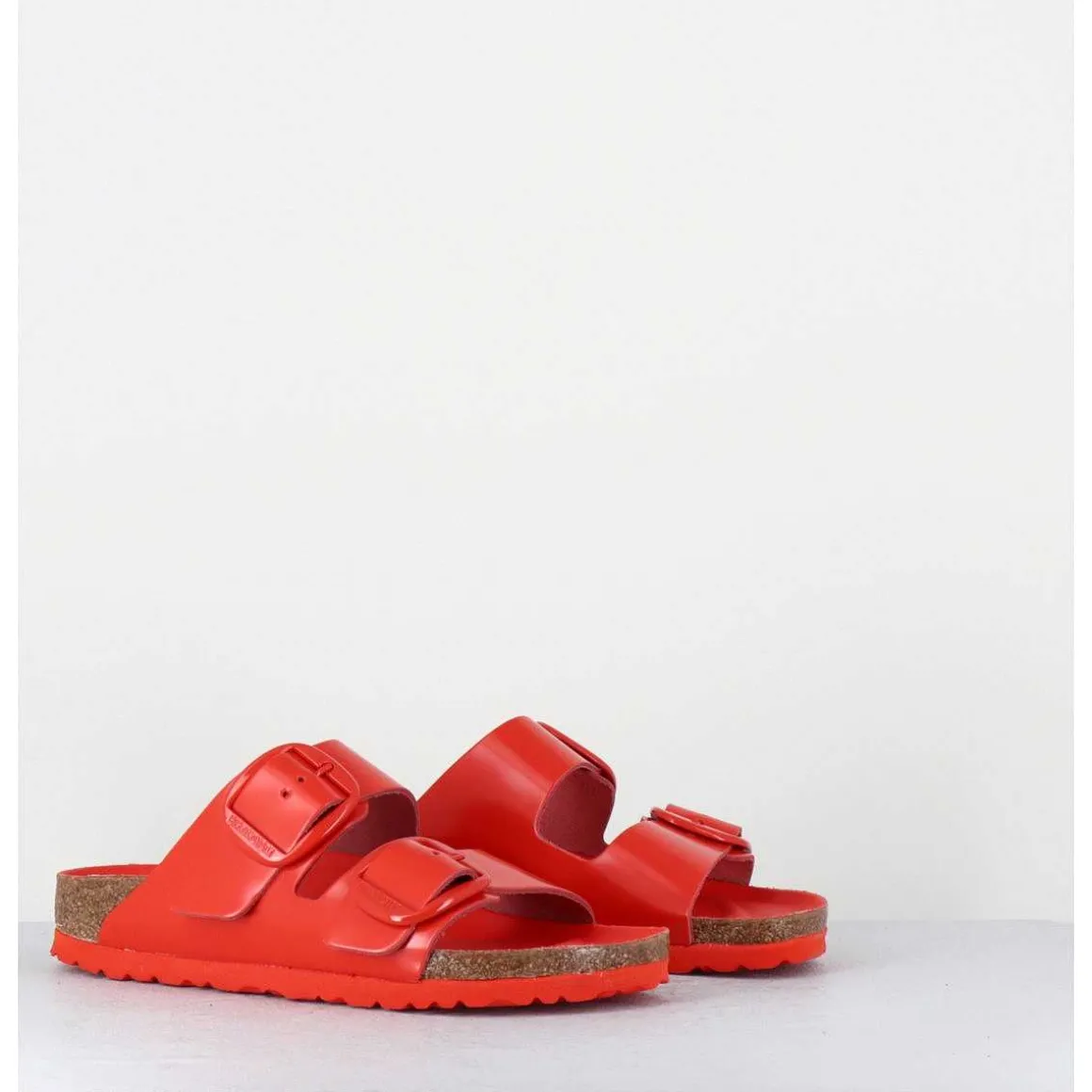 Arizona Big Buckle Shine Tomato Cuir Rouge Boucles Dores