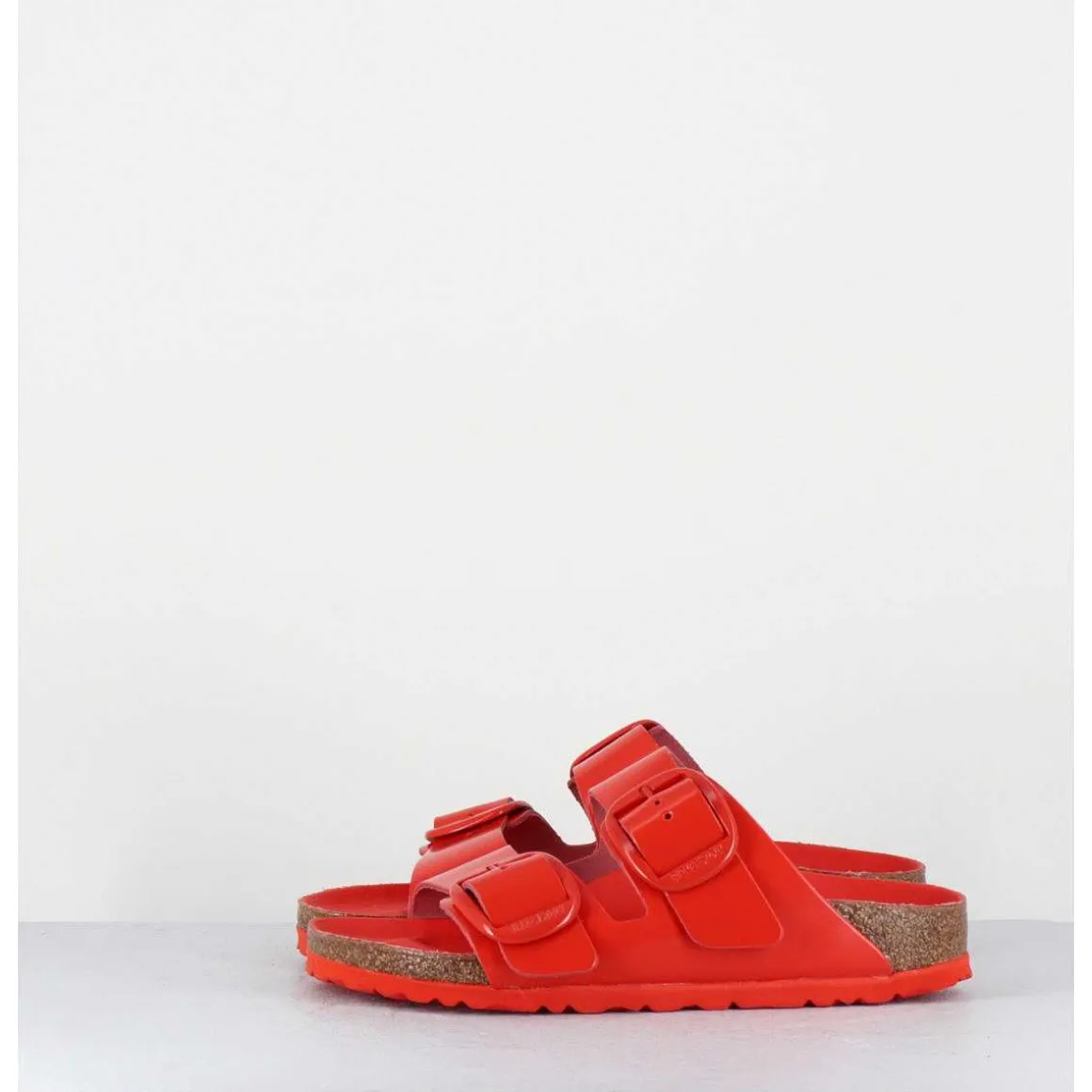 Arizona Big Buckle Shine Tomato Cuir Rouge Boucles Dores