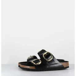 Arizona Big Buckle Shine Black Cuir Noir Boucles Dorees