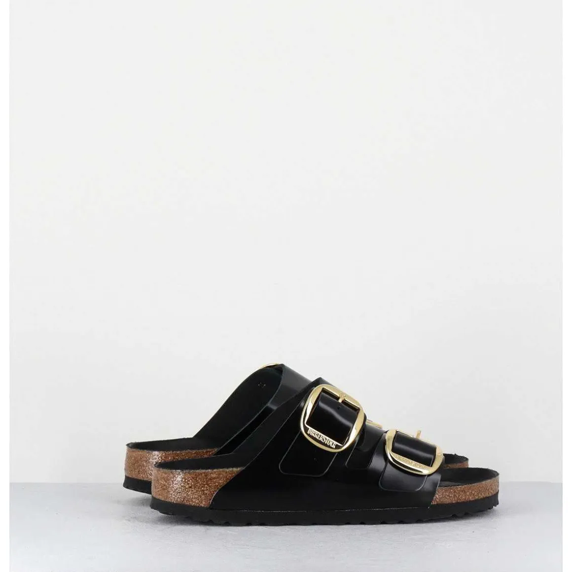 Arizona Big Buckle Shine Black Cuir Noir Boucles Dorees