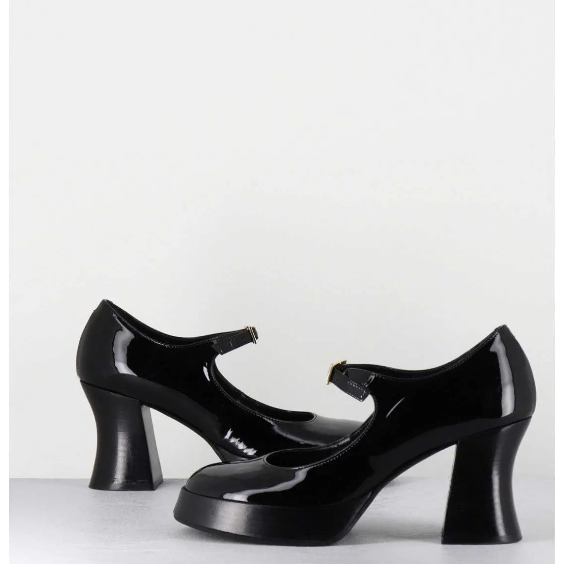 Babies A Plateforme En Cuir Vernis Noir - Neder Vernice Nero