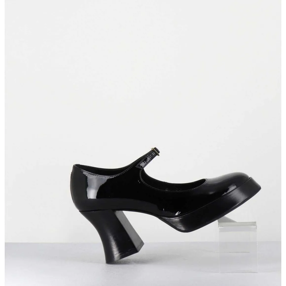 Babies A Plateforme En Cuir Vernis Noir - Neder Vernice Nero