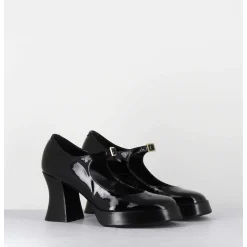 Babies A Plateforme En Cuir Vernis Noir - Neder Vernice Nero