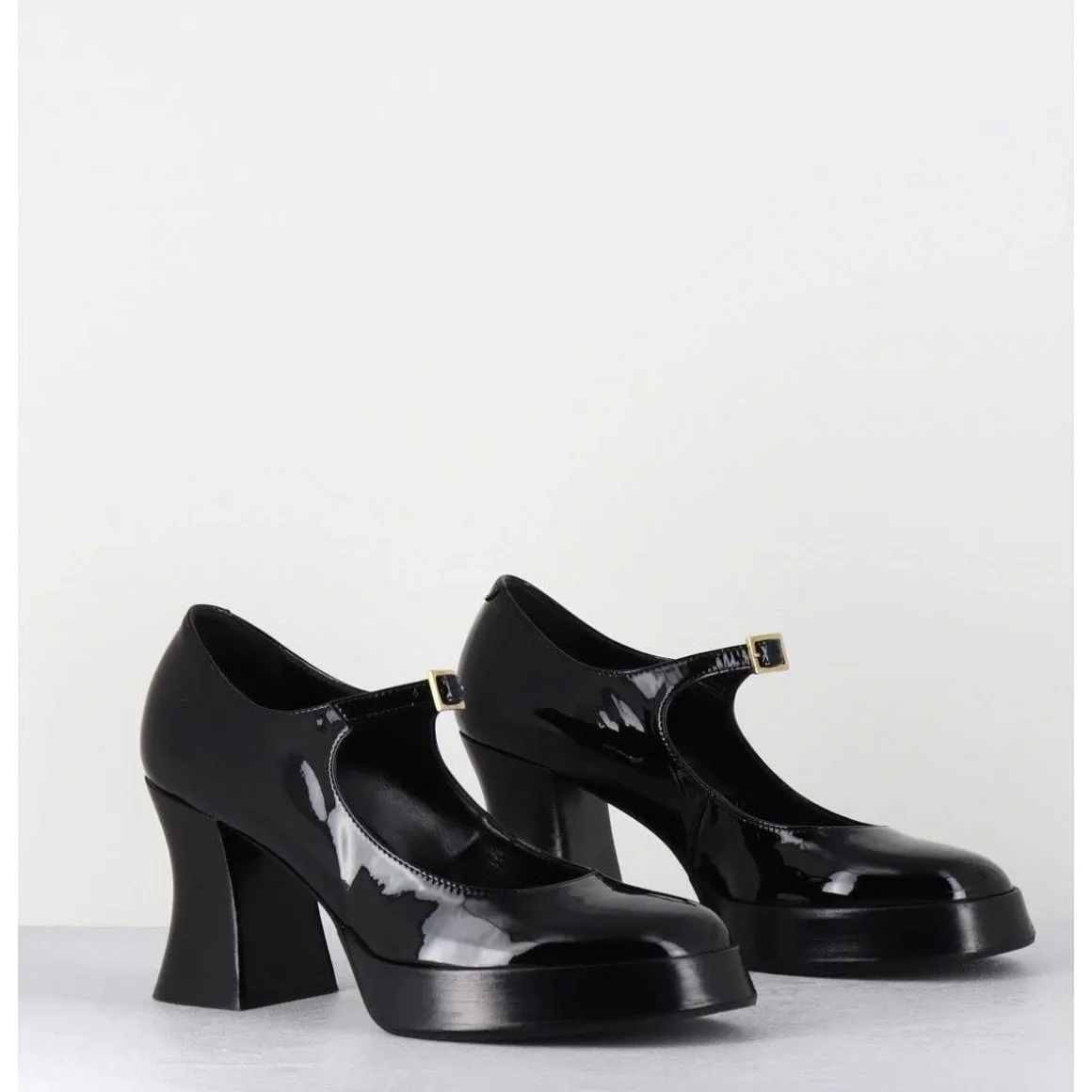 Babies A Plateforme En Cuir Vernis Noir - Neder Vernice Nero
