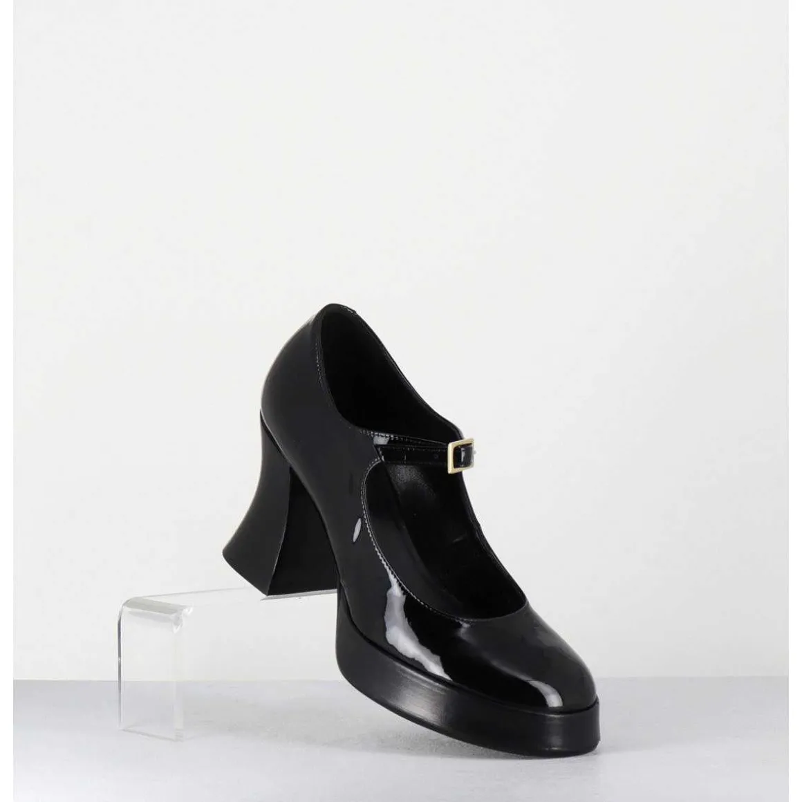 Babies A Plateforme En Cuir Vernis Noir - Neder Vernice Nero