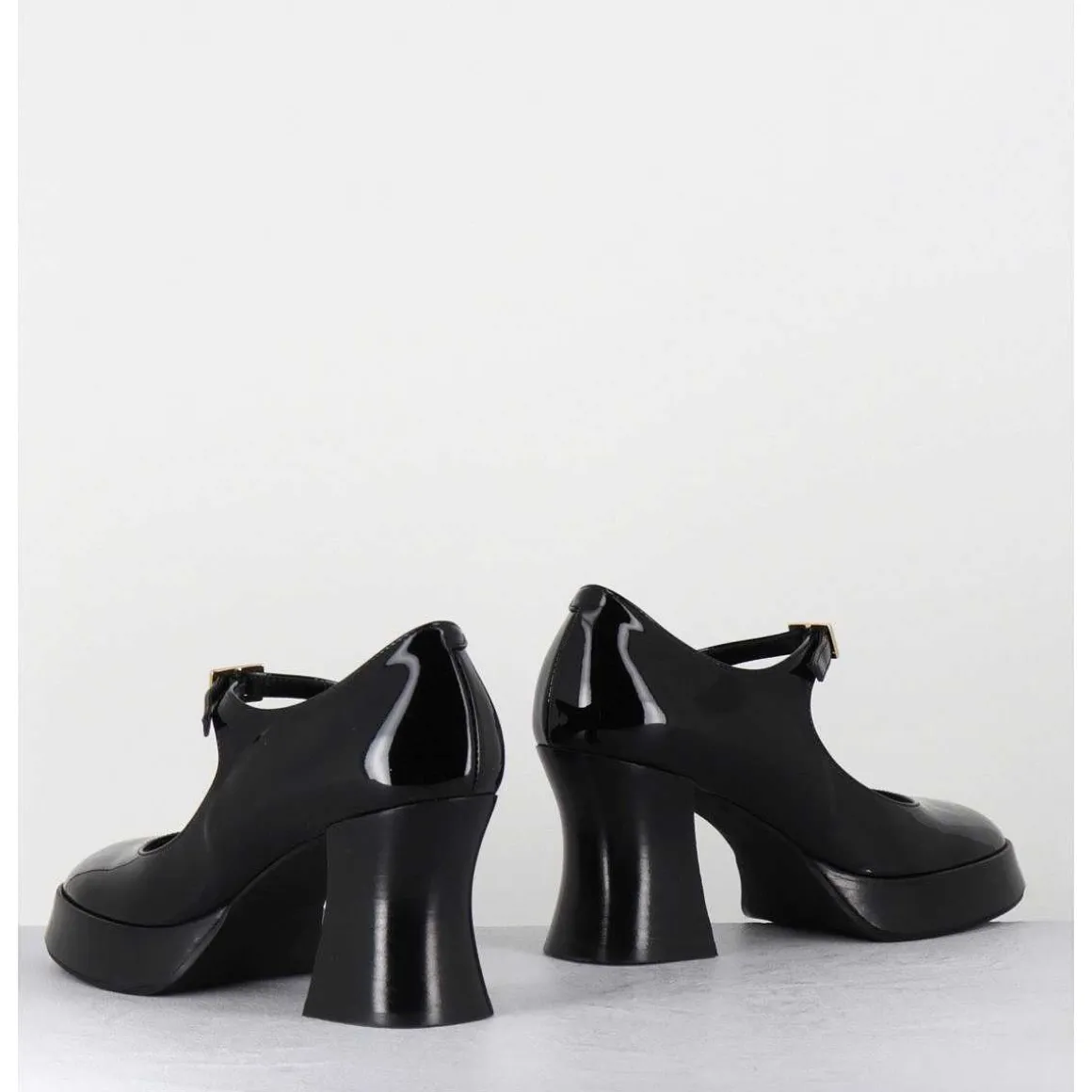 Babies A Plateforme En Cuir Vernis Noir - Neder Vernice Nero