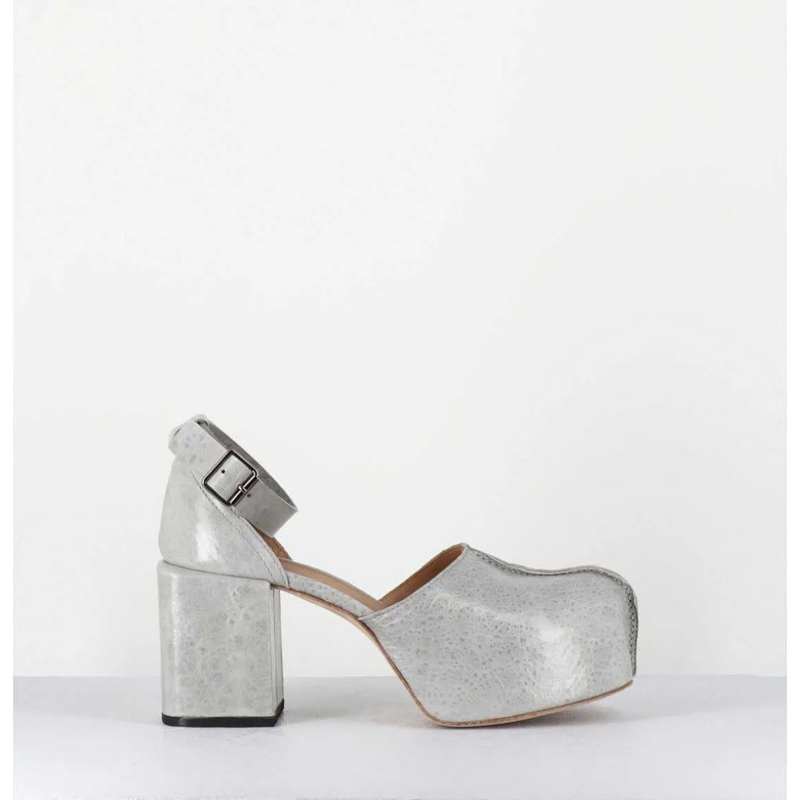 Babies A Plateforme En Cuir Gaufre Gris - 1Gs445 Light Grey