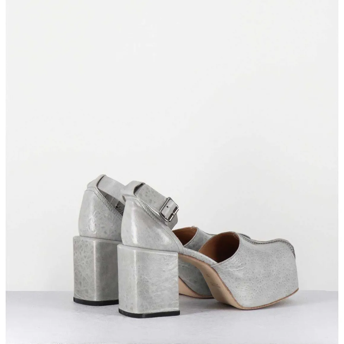Babies A Plateforme En Cuir Gaufre Gris - 1Gs445 Light Grey