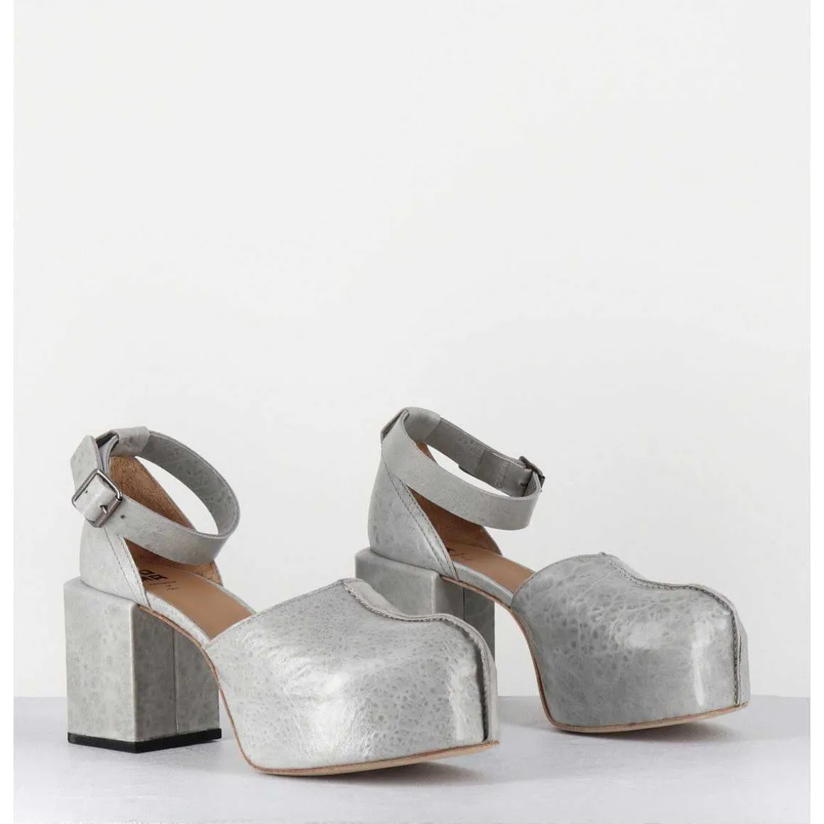 Babies A Plateforme En Cuir Gaufre Gris - 1Gs445 Light Grey