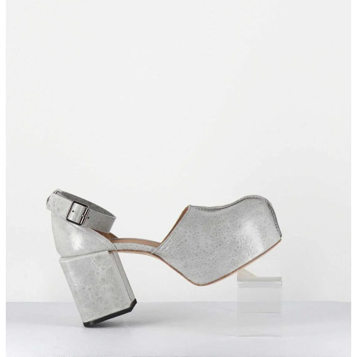 Babies A Plateforme En Cuir Gaufre Gris - 1Gs445 Light Grey