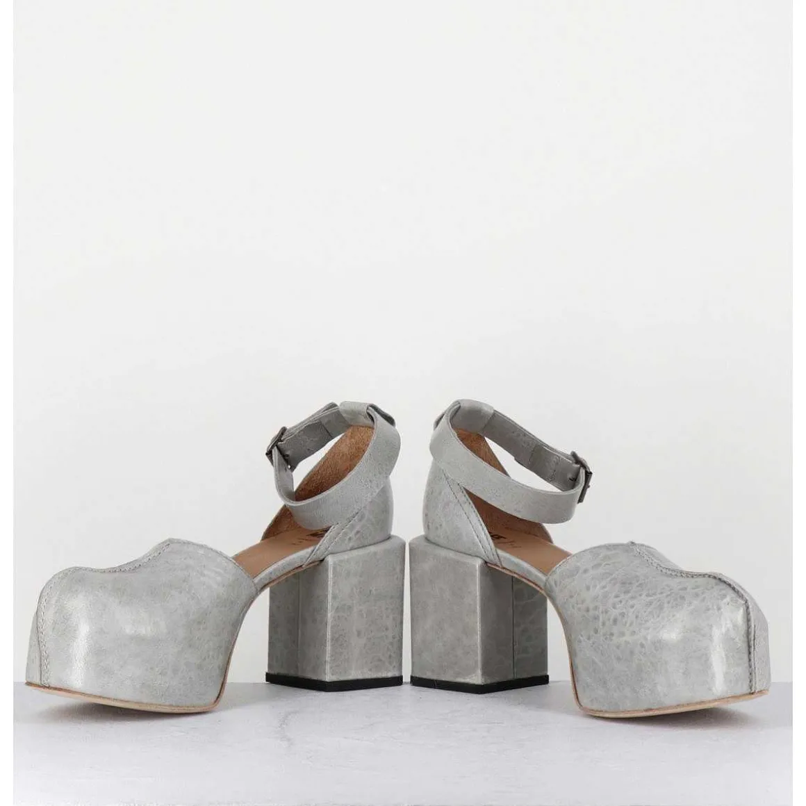 Babies A Plateforme En Cuir Gaufre Gris - 1Gs445 Light Grey