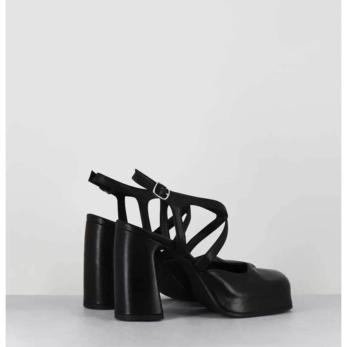 Babies A Plateforme En Cuir Noir - Vati1 Fular Nero