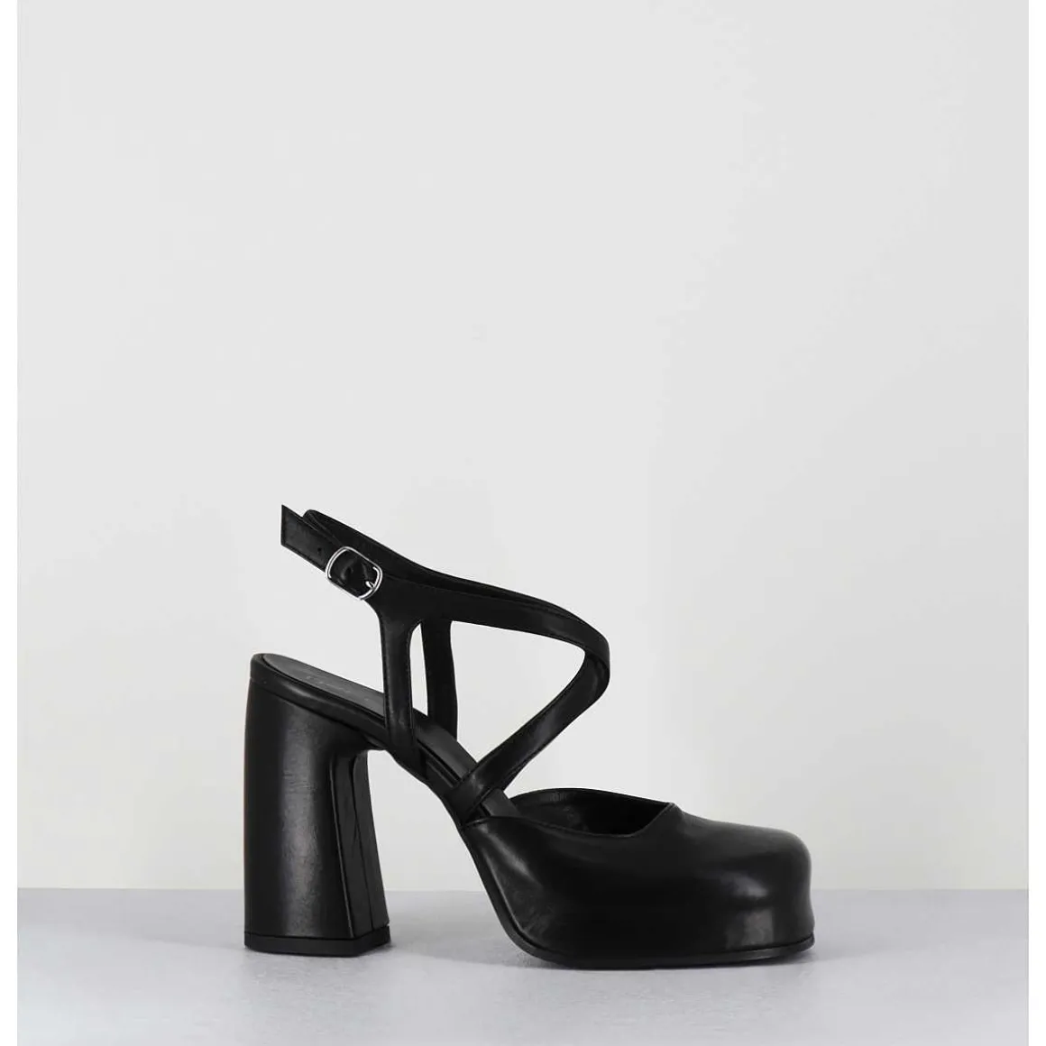 Babies A Plateforme En Cuir Noir - Vati1 Fular Nero
