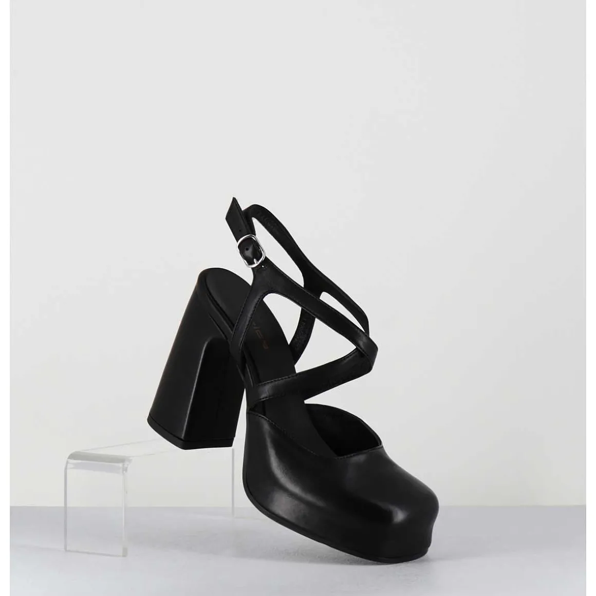 Babies A Plateforme En Cuir Noir - Vati1 Fular Nero