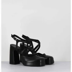 Babies A Plateforme En Cuir Noir - Vati1 Fular Nero
