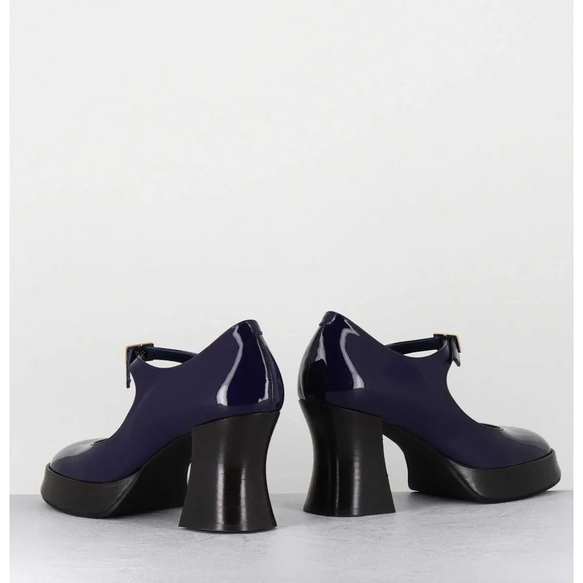 Babies A Plateforme En Cuir Vernis Bleu Violet - Neder Vernice Blu
