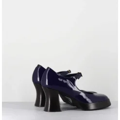 Babies A Plateforme En Cuir Vernis Bleu Violet - Neder Vernice Blu