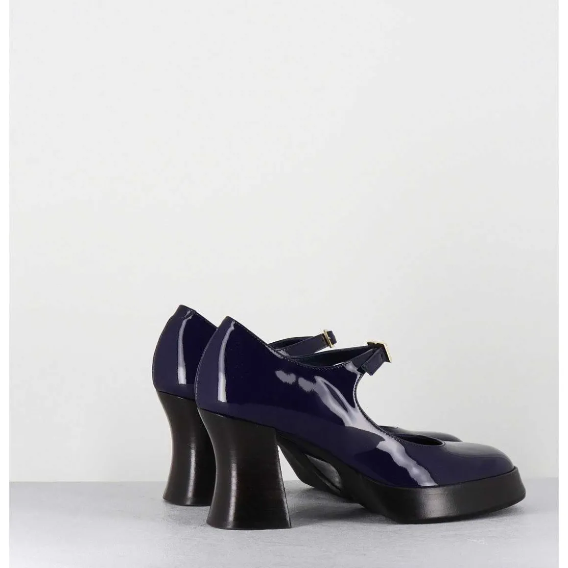 Babies A Plateforme En Cuir Vernis Bleu Violet - Neder Vernice Blu