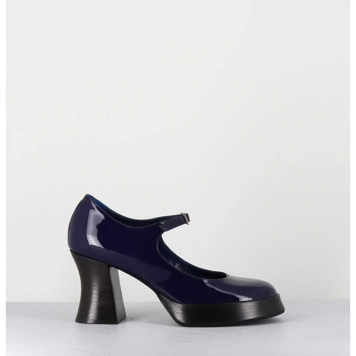 Babies A Plateforme En Cuir Vernis Bleu Violet - Neder Vernice Blu
