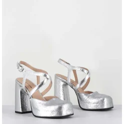 Babies A Plateforme En Cuir Craquele Argent - Vati2 Crak Argento