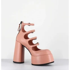 Babies A Plateforme Multi-Brides En Cuir Rose - M6631 Goteborg Rosa