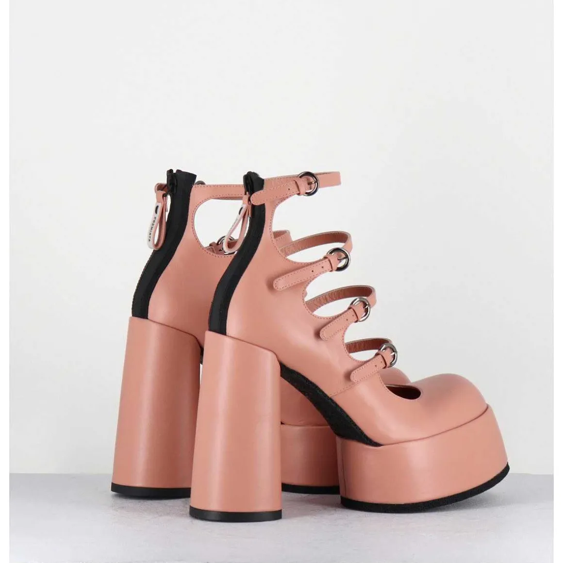 Babies A Plateforme Multi-Brides En Cuir Rose - M6631 Goteborg Rosa