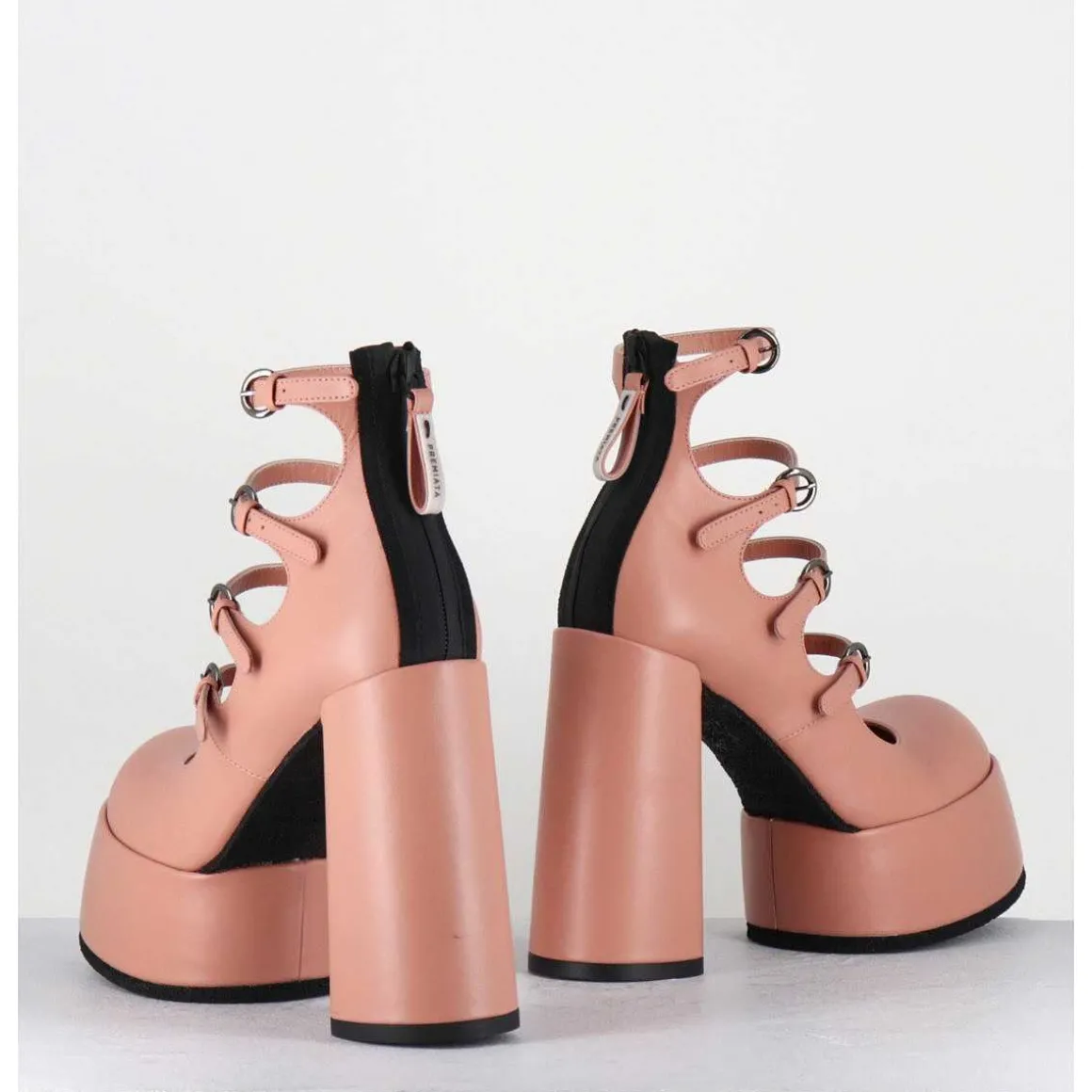 Babies A Plateforme Multi-Brides En Cuir Rose - M6631 Goteborg Rosa
