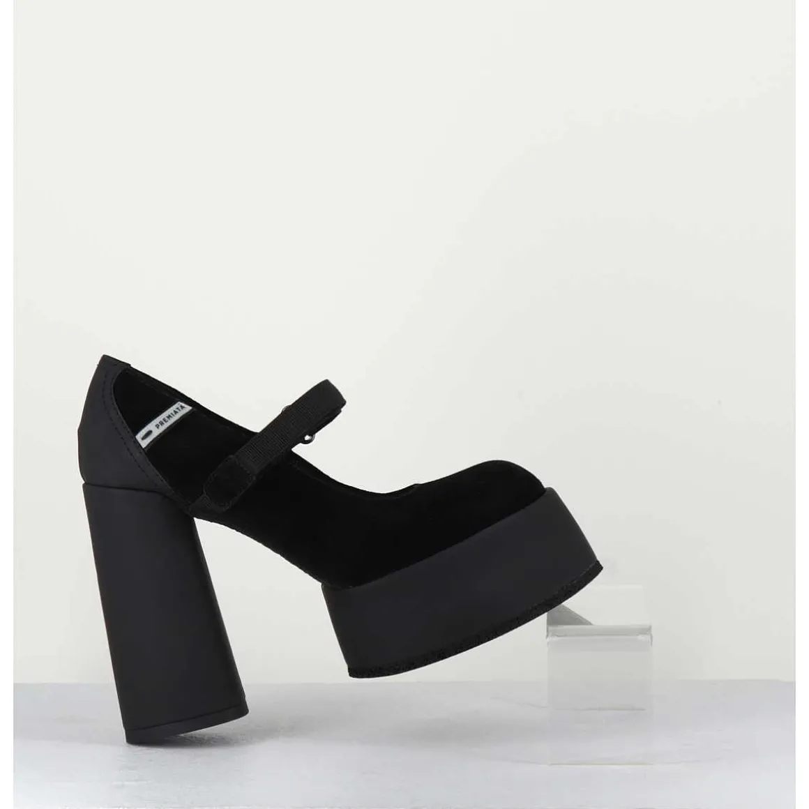Babies A Plateforme Talon Daim Noir - M6324 Nero