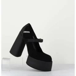 Babies A Plateforme Talon Daim Noir - M6324 Nero