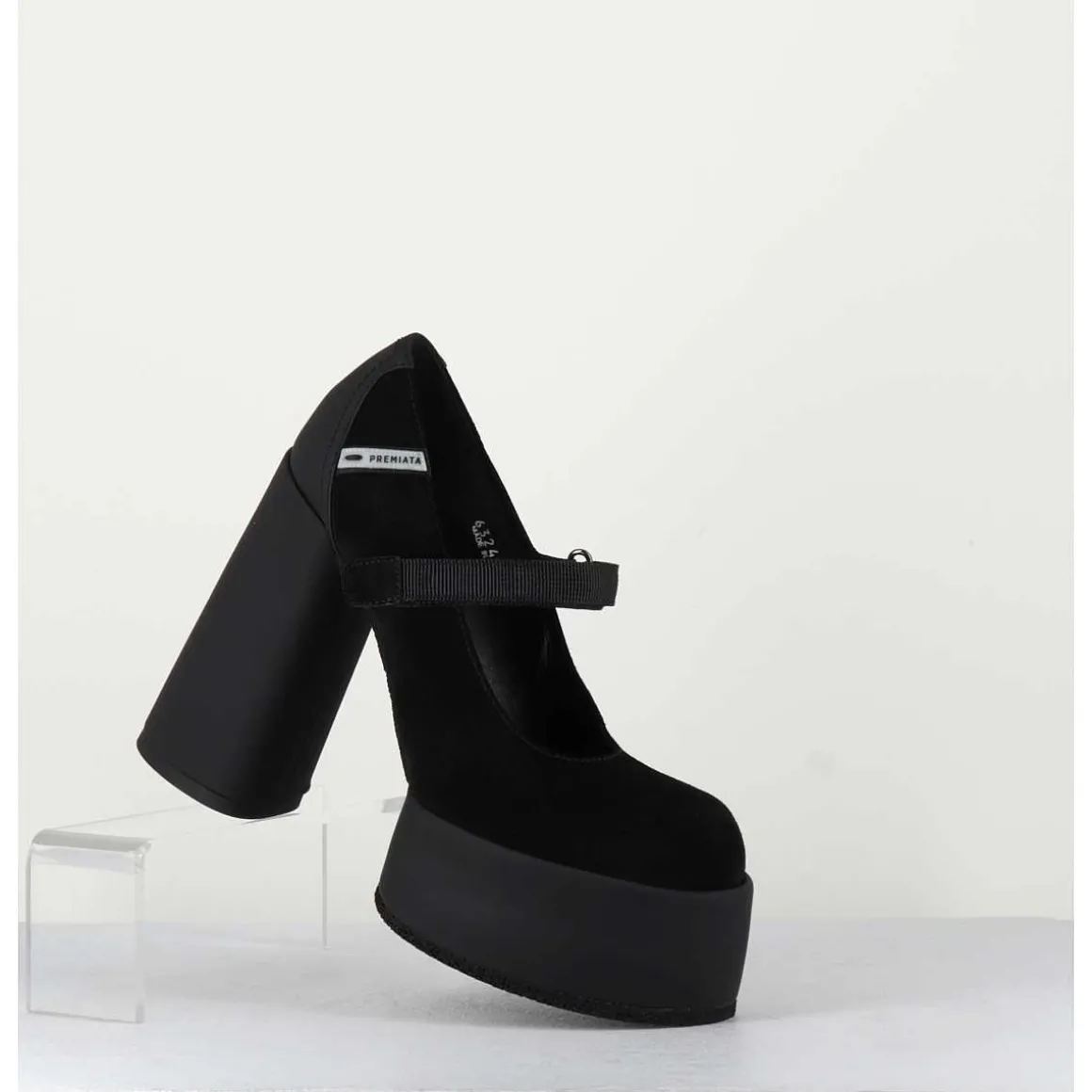 Babies A Plateforme Talon Daim Noir - M6324 Nero