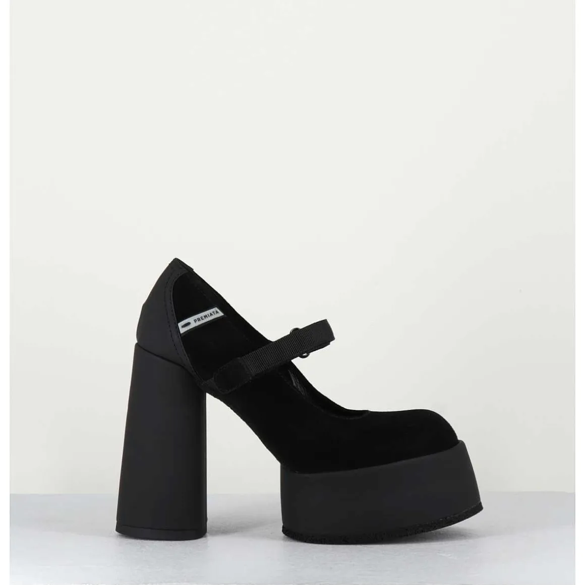 Babies A Plateforme Talon Daim Noir - M6324 Nero
