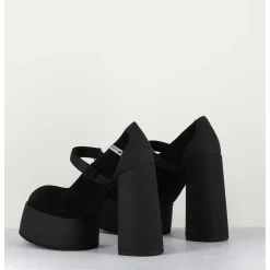 Babies A Plateforme Talon Daim Noir - M6324 Nero