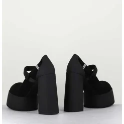 Babies A Plateforme Talon Daim Noir - M6324 Nero
