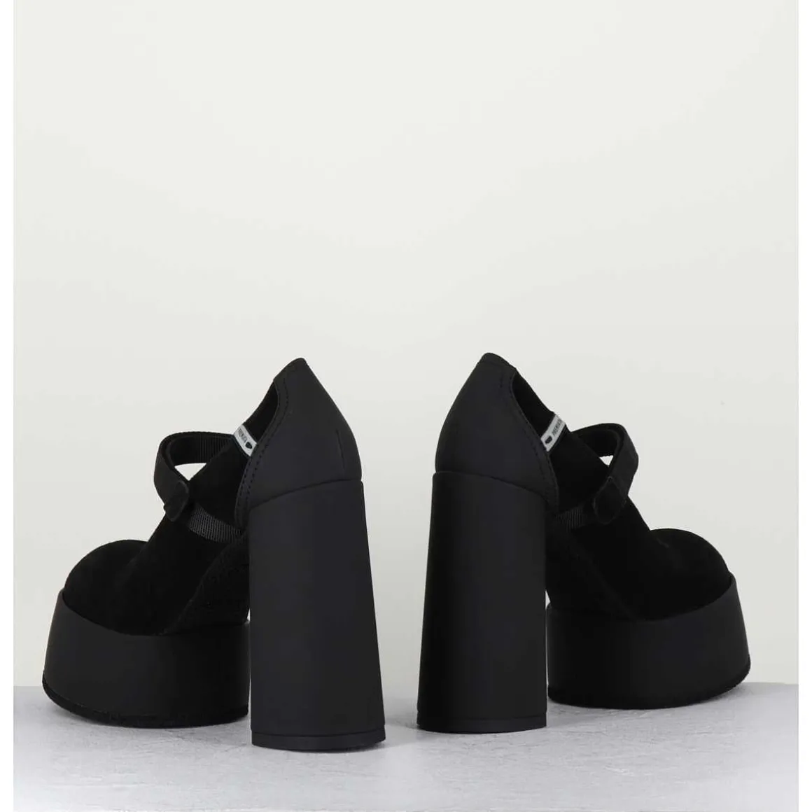 Babies A Plateforme Talon Daim Noir - M6324 Nero