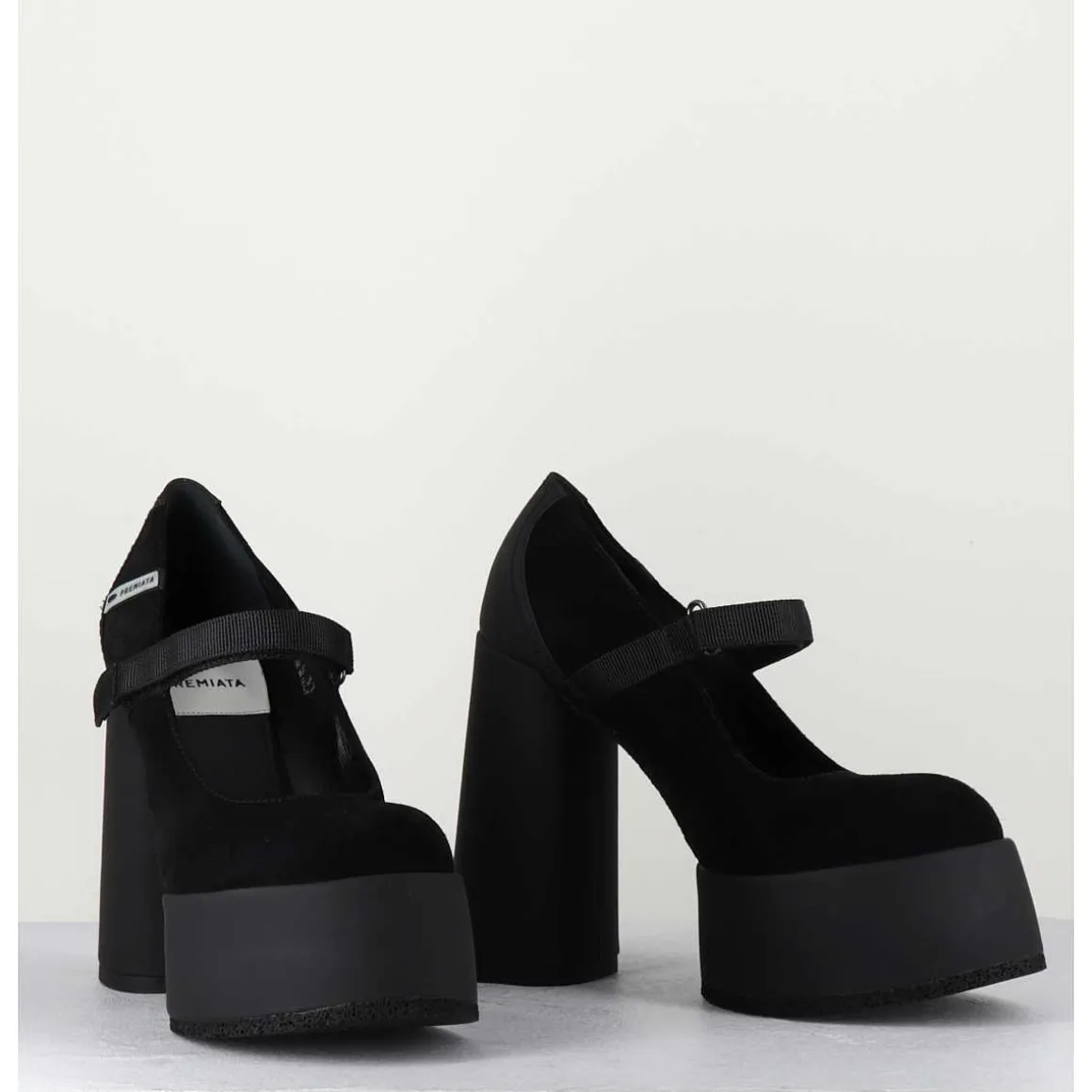 Babies A Plateforme Talon Daim Noir - M6324 Nero