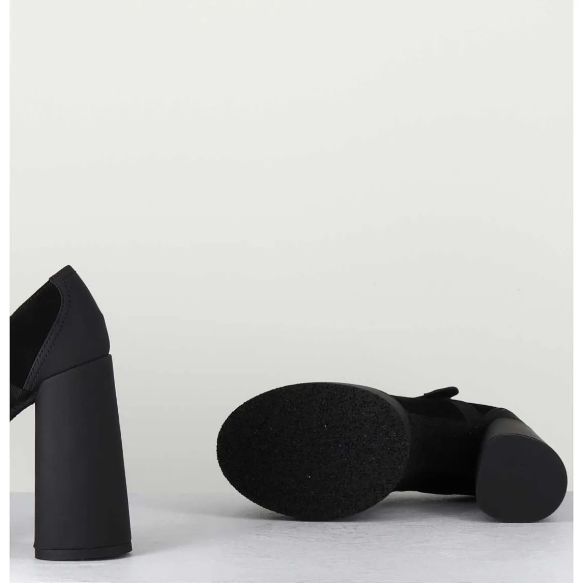Babies A Plateforme Talon Daim Noir - M6324 Nero