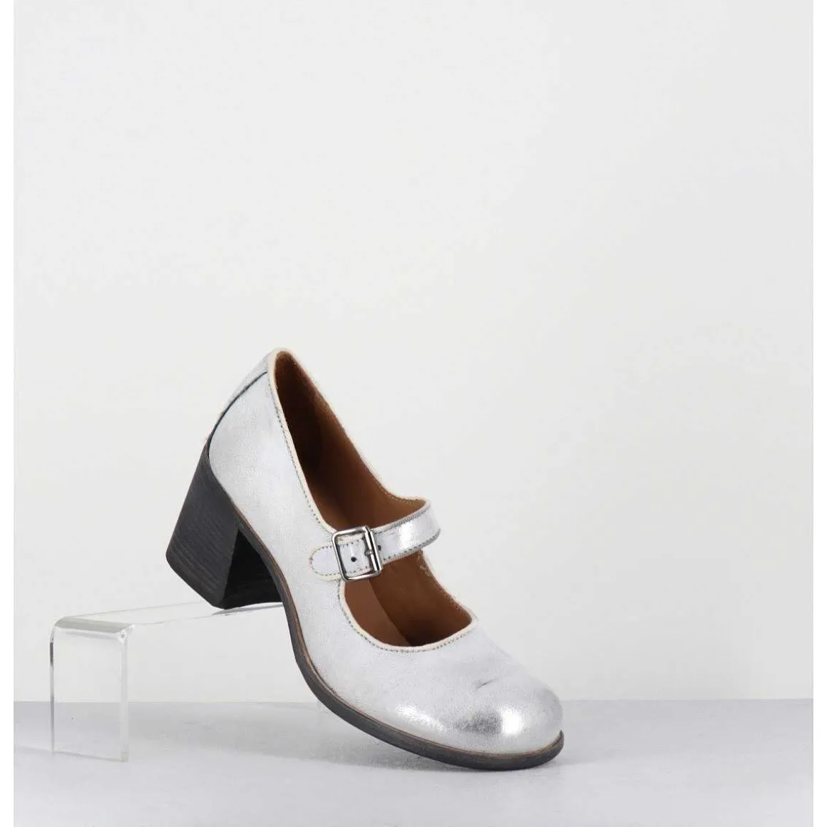 Babies A Talon En Cuir Argent - 47403 Vesuvio Argento