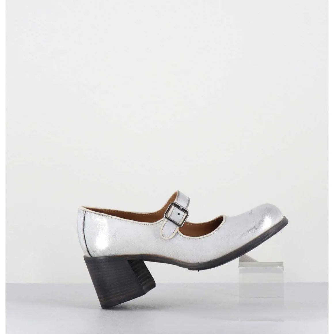 Babies A Talon En Cuir Argent - 47403 Vesuvio Argento