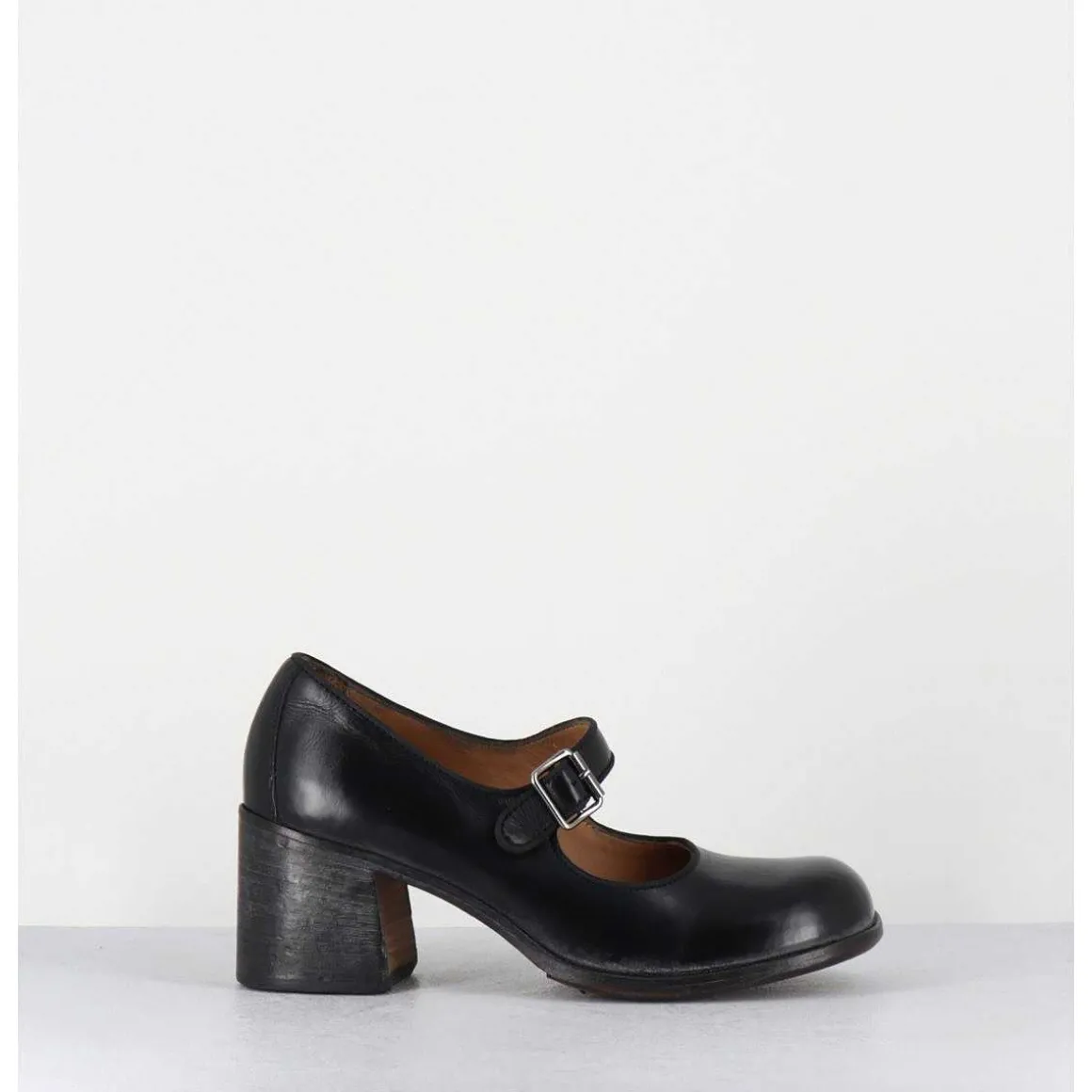 Babies A Talon En Cuir Noir - 47403 Cris Nero