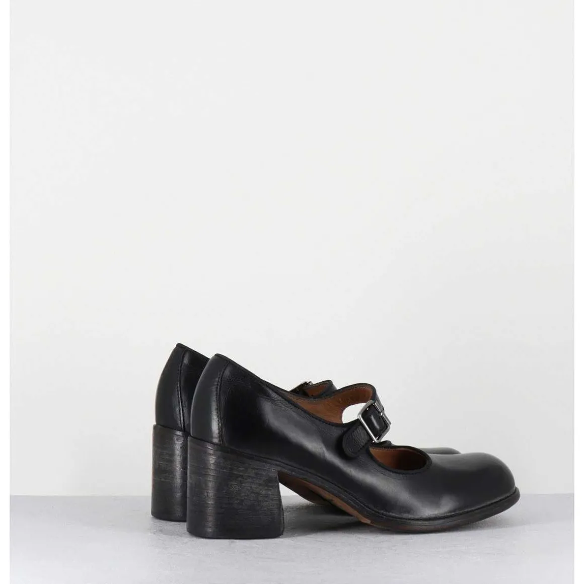 Babies A Talon En Cuir Noir - 47403 Cris Nero