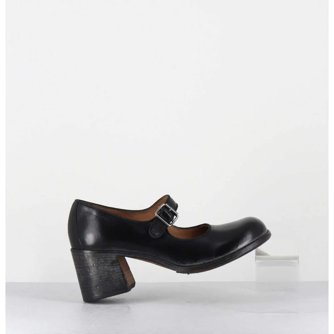 Babies A Talon En Cuir Noir - 47403 Cris Nero