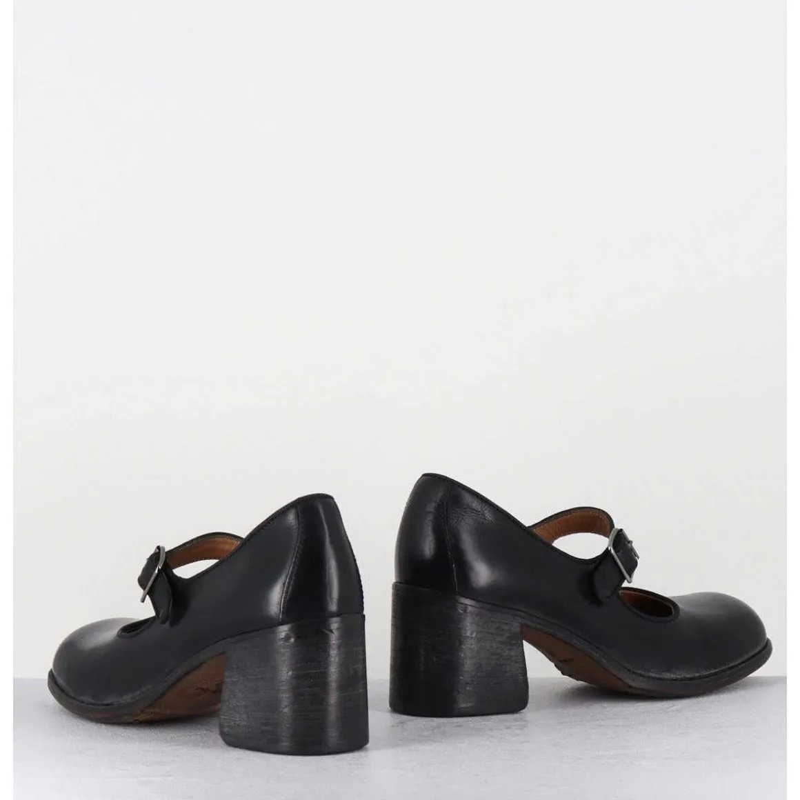 Babies A Talon En Cuir Noir - 47403 Cris Nero
