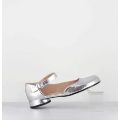 Babies Asymetrique Petit Talon Cuir Craquele Argent - Mani1 Crak Argento