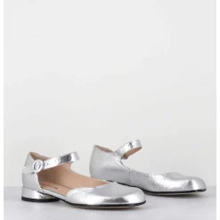 Babies Asymetrique Petit Talon Cuir Craquele Argent - Mani1 Crak Argento