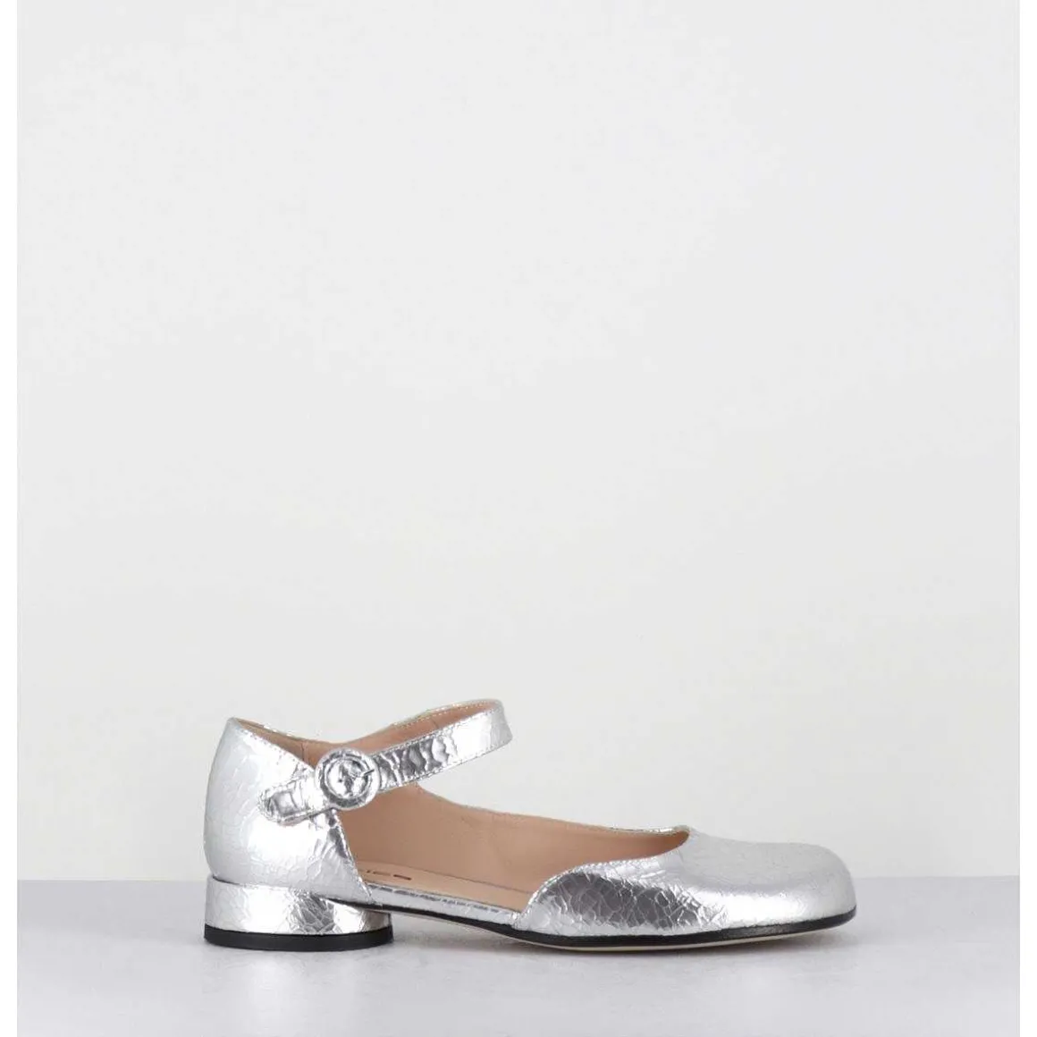 Babies Asymetrique Petit Talon Cuir Craquele Argent - Mani1 Crak Argento