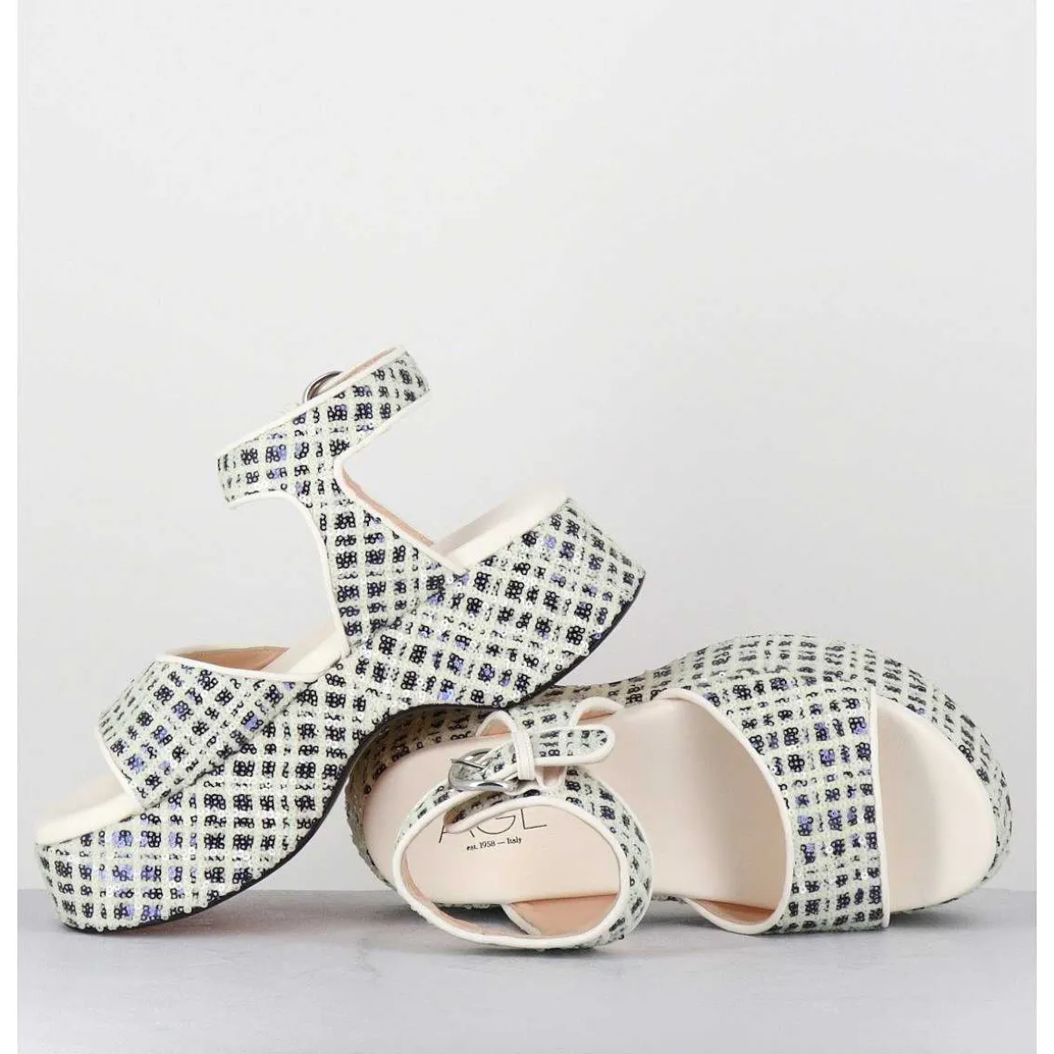 Babies Compensees A Sequins Blanc&Marine - Lil Sis Neony
