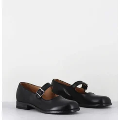 Babies En Cuir Noir Ligne Japonisante - 45403L Cris Nero
