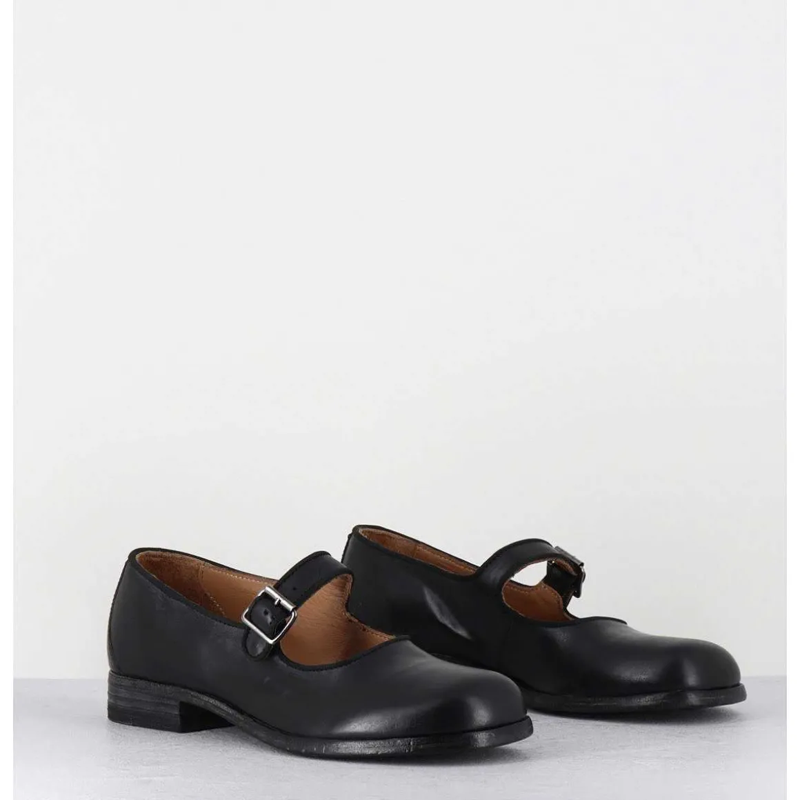 Babies En Cuir Noir Ligne Japonisante - 45403L Cris Nero