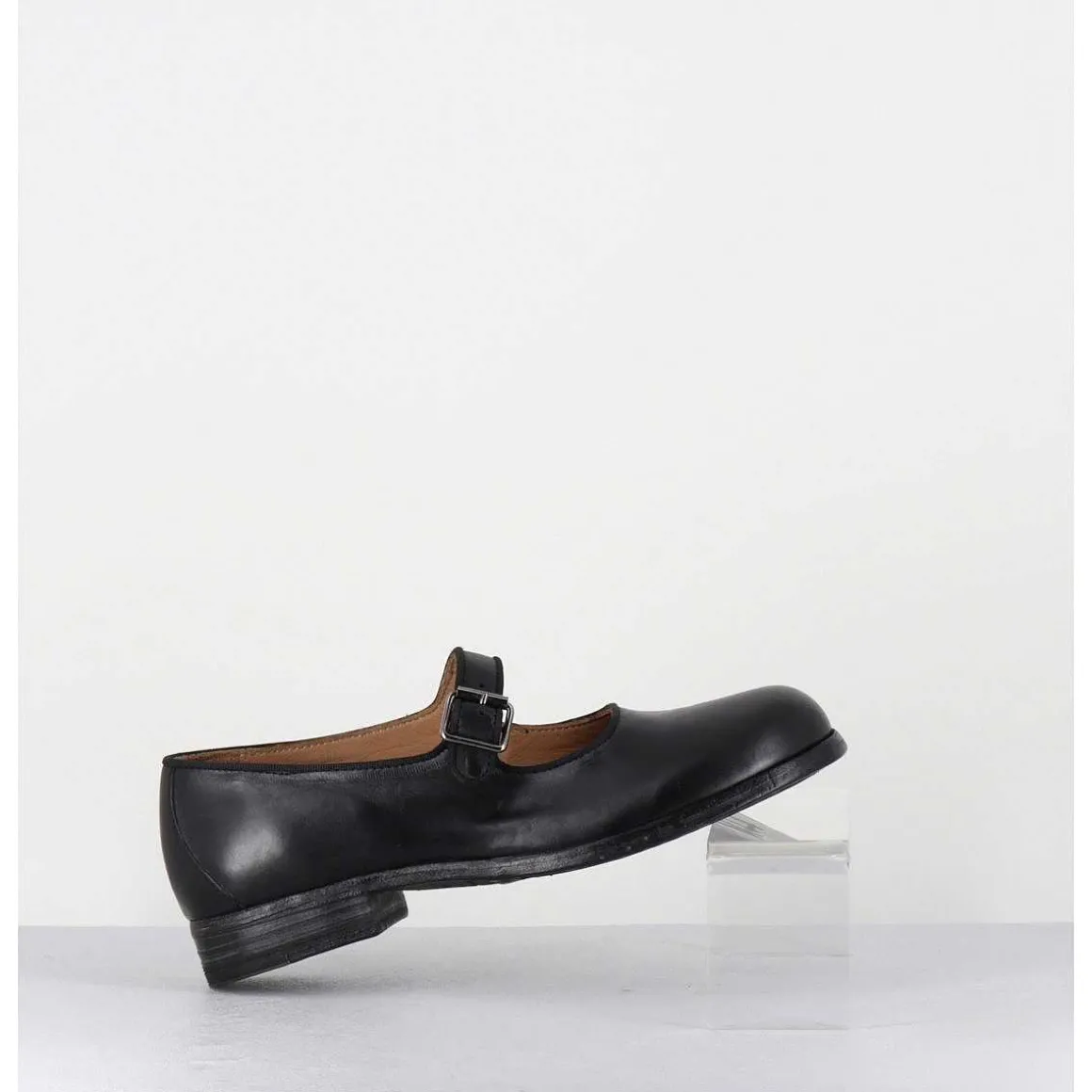 Babies En Cuir Noir Ligne Japonisante - 45403L Cris Nero
