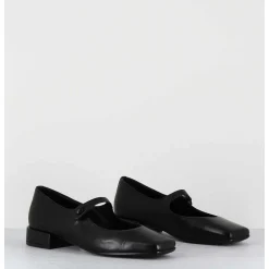 Babies En Cuir Souple Noir Bout Carre - Jane Black Cowhide